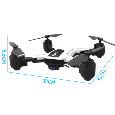 a black and white remote controlled flying device